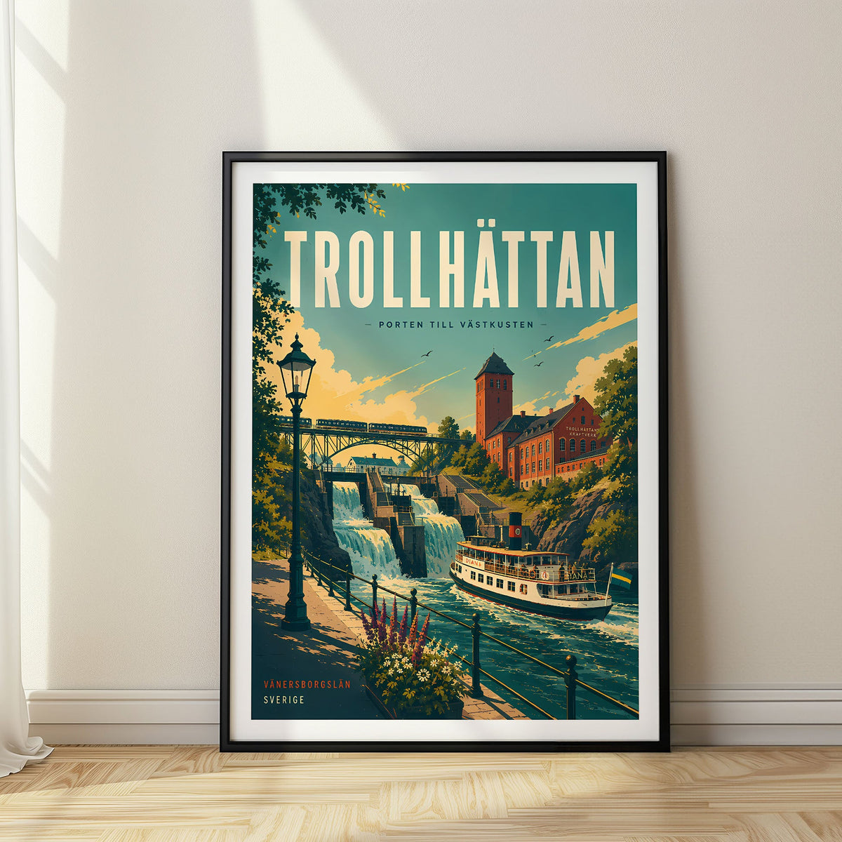 Trollhättan travel poster, Sweden