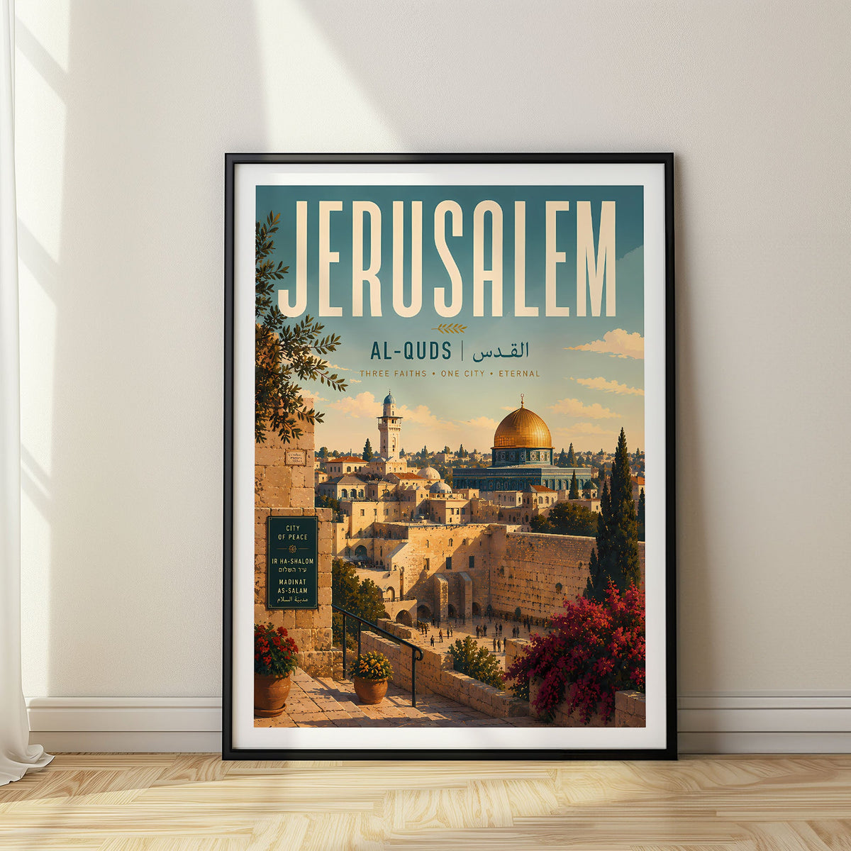 Jerusalem travel poster, Israel wall art