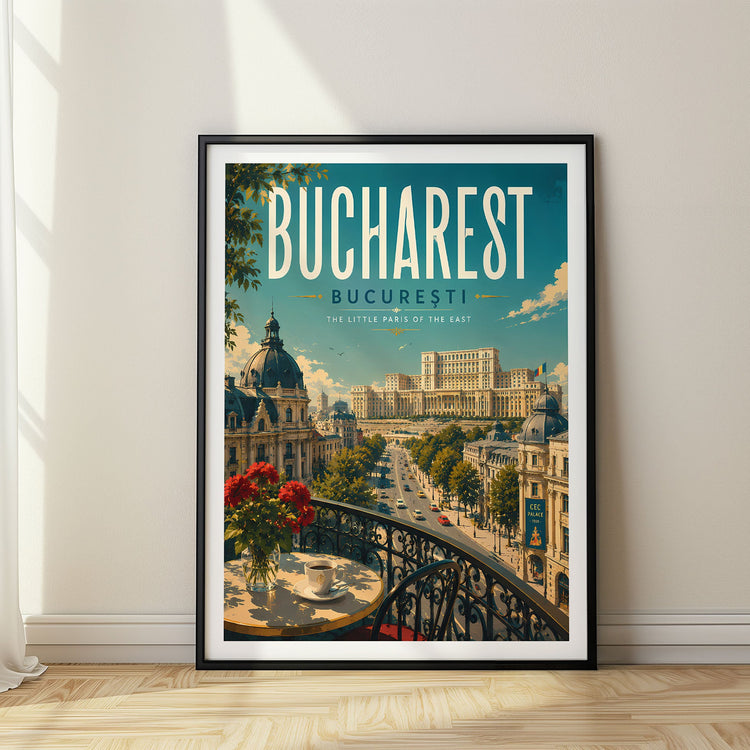 Bucharest travel poster, Romania wall art