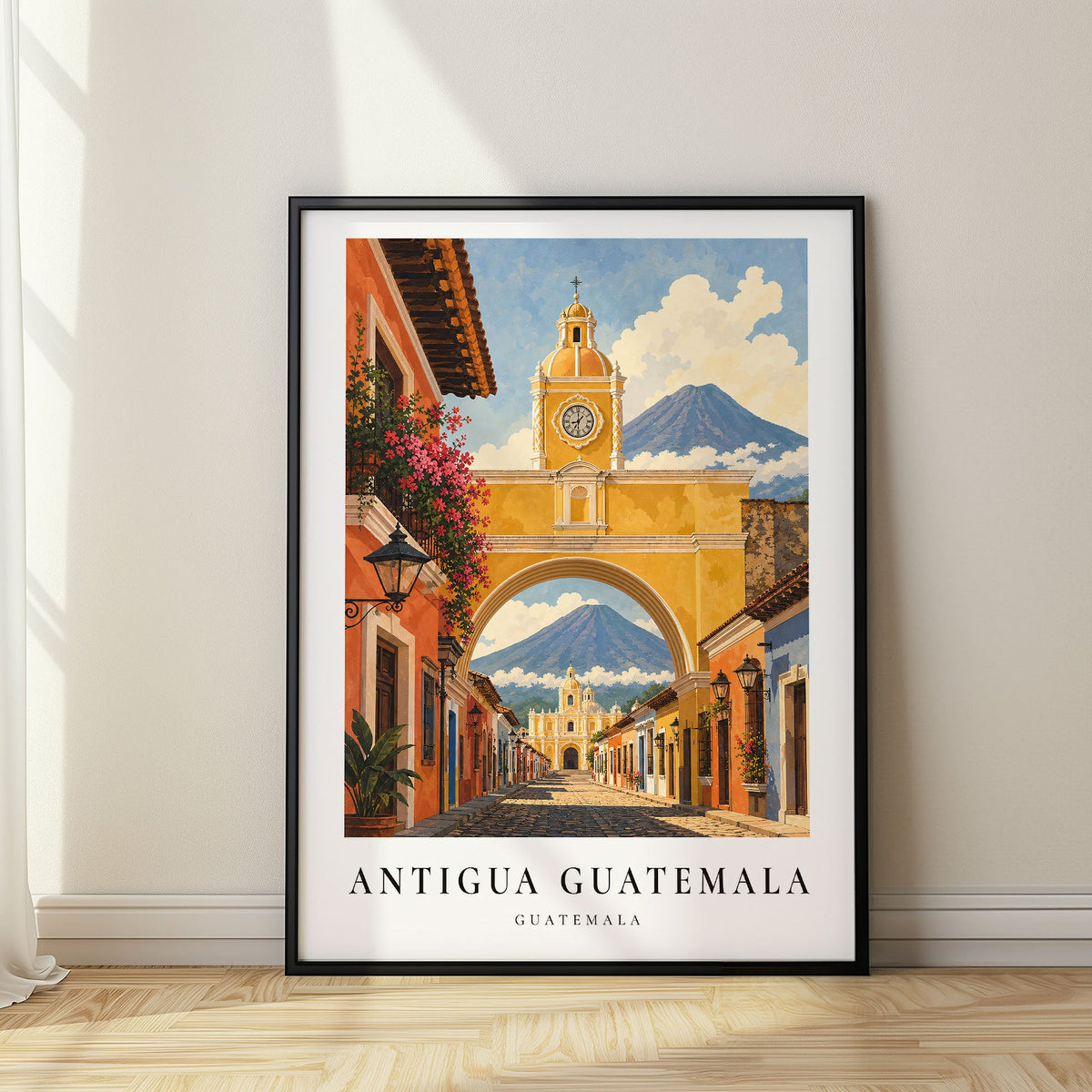 Antigua Guatemala travel poster, Guatemala wall art