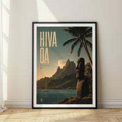 Hiva Oa Bold Typography Travel Poster – French Polynesia