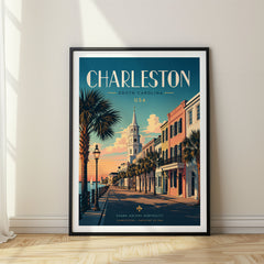 Charleston Retro Travel Poster – USA