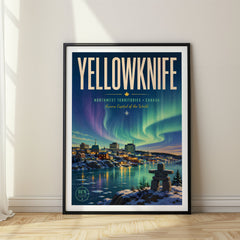 Yellowknife Retro Travel Poster – Canada