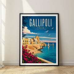 Gallipoli Retro Travel Poster – Purità Beach Coastline