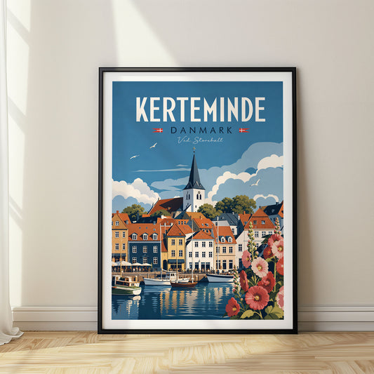 KertemIndia retro travel poster in a black frame