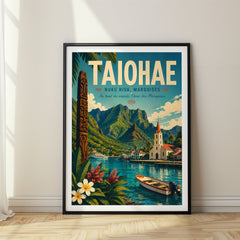 Taiohae Retro Travel Poster – French Polynesia