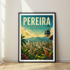Pereira Retro Travel Poster – Megacable Over City
