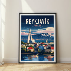 Reykjavik Retro Travel Poster – Iceland