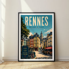 Rennes Retro Travel Poster – France