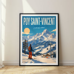 Puy saint vincent Retro Travel Poster – France