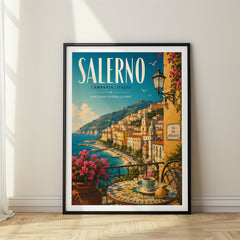 Salerno Retro Travel Poster – Italy