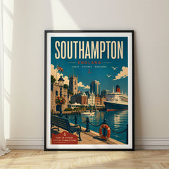 Southampton Retro Travel Poster – United Kingdom