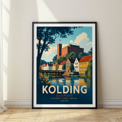 Kolding Retro Travel Poster – Denmark