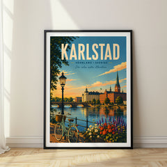 Karlstad Retro Travel Poster – Sweden