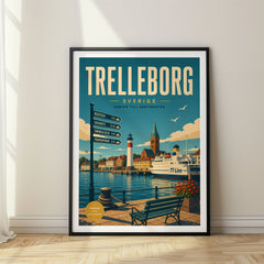 Trelleborg Retro Travel Poster – Sweden