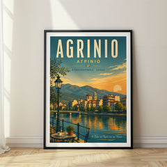 Agrinio Retro Travel Poster – Greece