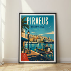 Piraeus Retro Travel Poster – Zea Marina Café