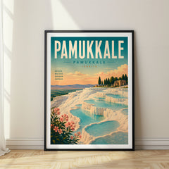 Pamukkale Retro Travel Poster – Turkey