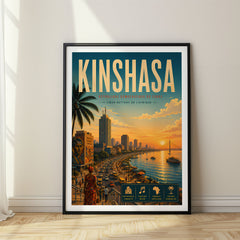 Kinshasa Retro Travel Poster – Democratic Republic of the Congo
