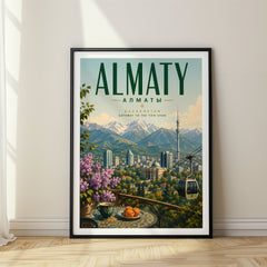 Almaty Retro Travel Poster – Kazakhstan