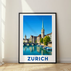 Zurich Modern Digital Travel Poster – Switzerland