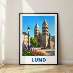 Lund Modern Digital Travel Poster – Sweden