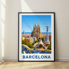Barcelona Modern Digital Travel Poster – Spain
