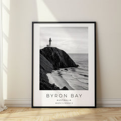 Byron Bay Black and White Travel Poster – Australia