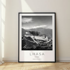 Lhasa Black and White Travel Poster – China