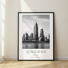 Qingdao Black and White Travel Poster – China