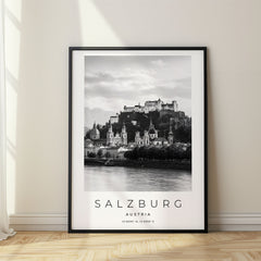 Salzburg Black and White Travel Poster – Austria