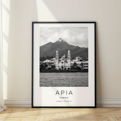 Apia Black and White Travel Poster – Samoa