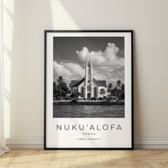 Nuku'alofa Black and White Travel Poster – Tonga