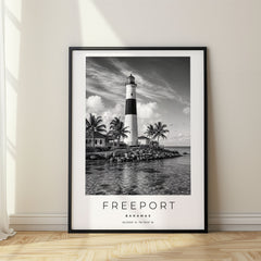 Freeport Black and White Travel Poster – Bahamas