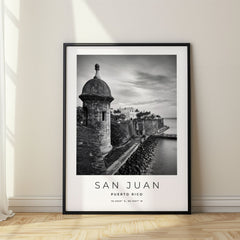 San Juan Black and White Travel Poster – Puerto Rico