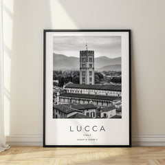 Lucca Black and White Travel Poster – Italy
