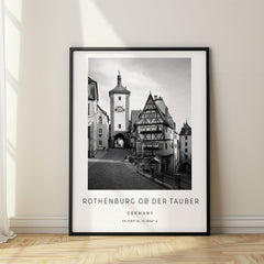 Rothenburg ob der Tauber Black and White Travel Poster – Germany