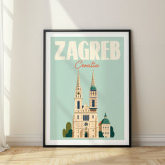 Zagreb Pastel Pop Art Travel Poster – Croatia