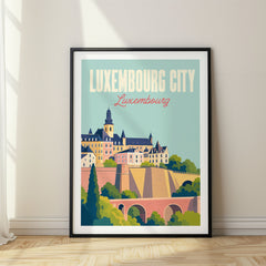 Luxembourg City Pastel Pop Art Travel Poster – Luxembourg