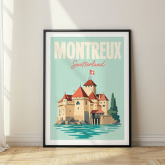 Montreux Pastel Pop Art Travel Poster – Switzerland