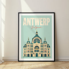 Antwerp Pastel Pop Art Travel Poster – Belgium