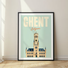 Ghent Pastel Pop Art Travel Poster – Belgium