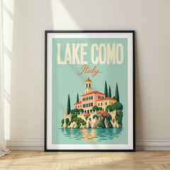 Lake Como Pastel Pop Art Travel Poster – Italy