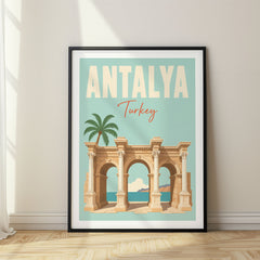 Antalya Pastel Pop Art Travel Poster – Turkey