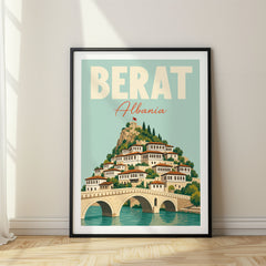Berat Pastel Pop Art Travel Poster – Albania