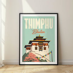 Thimphu Pastel Pop Art Travel Poster – Bhutan