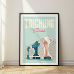 Taichung Pastel Pop Art Travel Poster – Taiwan