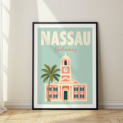 Nassau Pastel Pop Art Travel Poster – Bahamas