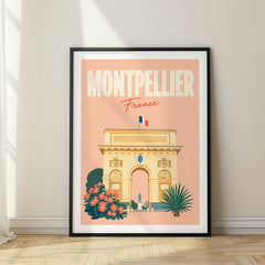 Montpellier Pastel Pop Art Travel Poster – France