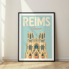 Reims Pastel Pop Art Travel Poster – France